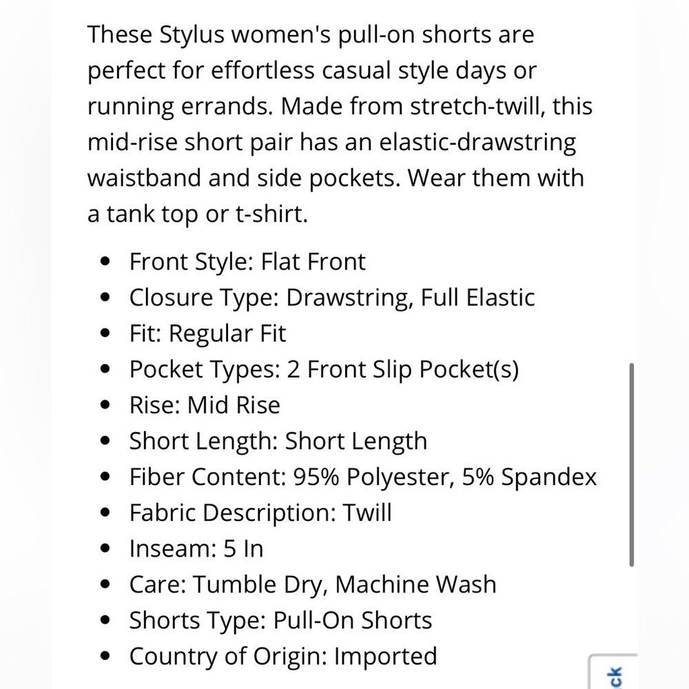 STYLUS |  Mid Rise Pull-On Short - Picture 3 of 10